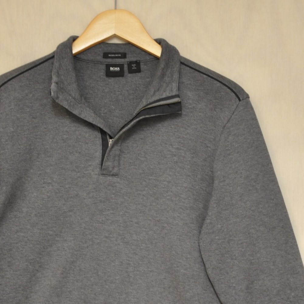 Hugo Boss Gray Zip Up Sweater